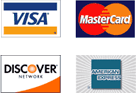 Visa, MasterCard, Discover, American Express